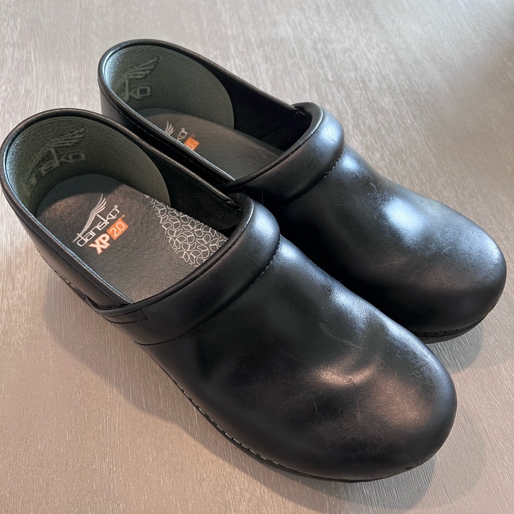 Dansko Black Leather Mules